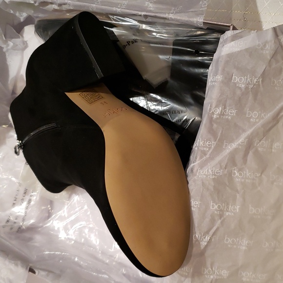 BOTKIER New York ALLIE Suede Leather Block Heel Boots Bootie BLACK NIB Women's - Picture 13 of 16